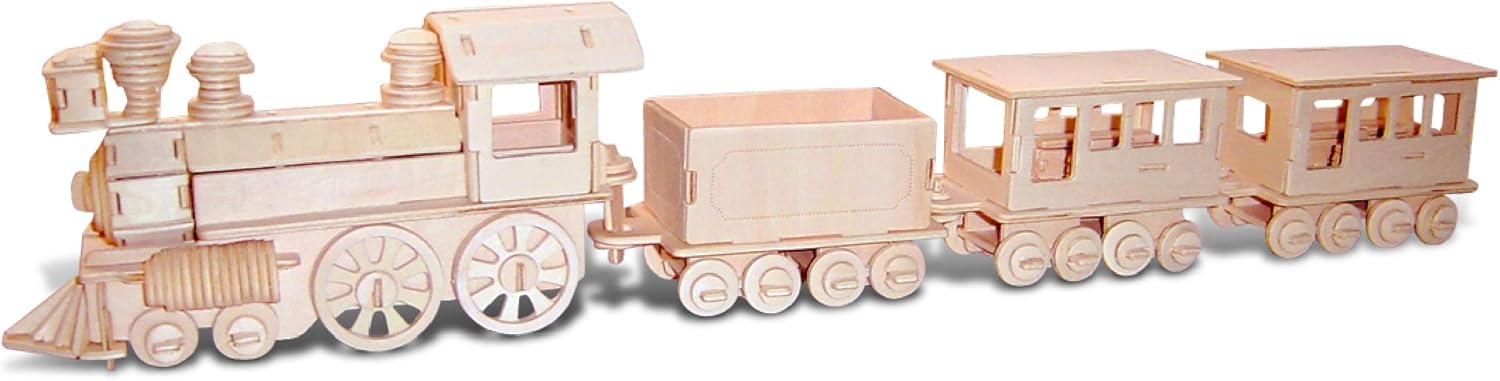 711oSVoWuL._AC_SL1500_.jpg Puzzled 3D Puzzle Train Wood Craft Construction Model Kit, Fun Unique & Educational DIY Wooden Toy Assemble Unfinished Craft Hobby Classic Train Puzzle to Build & Paint for Decoration 233 Pieces Pack - Image 1