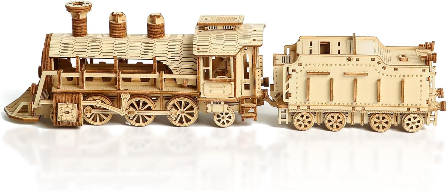 71FjfndC-WL._AC_SL1500_.jpg 3D Wooden Puzzles for Adults, DIY Puzzle Model Kits for Adults, 282 Pieces Wooden Models for Adults to Build, Home Décor Perfect Birthday Christmas Souvenir Gift, Train - Image 1